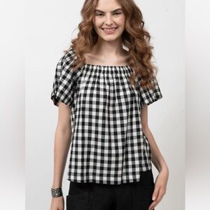 Ivy Jane Black and White Checkered Blouse
